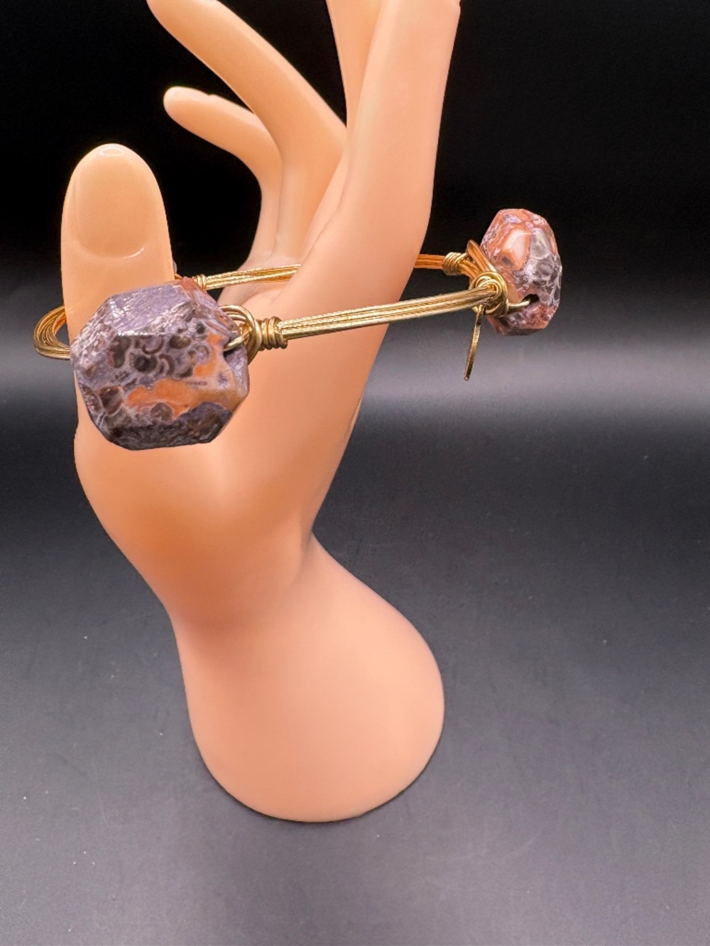 Bourbon & Bowties Natural Neutral Chunky Stone Bangle EUC